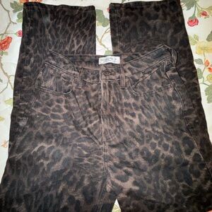 Abercrombie & Fitch High-Rise Leopard Print Jeans - Black and Brown